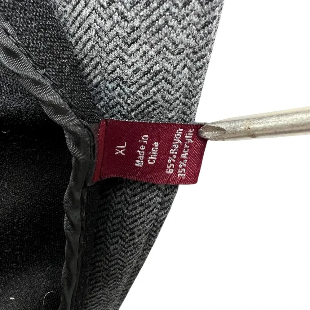 Paulo Solari Mens Modern Fit Knit Blazer Jacket Patch Elbows Herringbone Gray XL